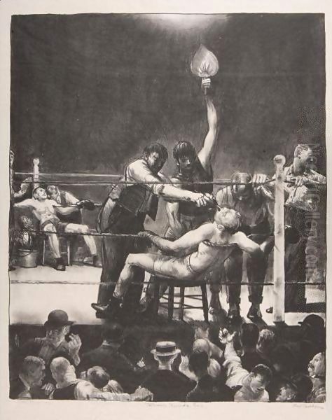 Between Rounds, Small, Second Stone Oil Painting by George Wesley Bellows