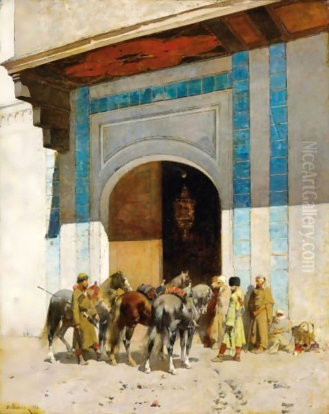 In Front Of The Mosque Oil Painting by Alberto Pasini