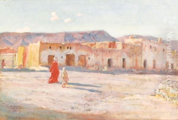 Street In Bou Saada Oil Painting by Alphonse Etienne Dinet