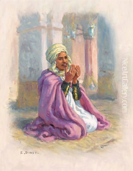 A Man In Prayer Oil Painting by Alphonse Etienne Dinet