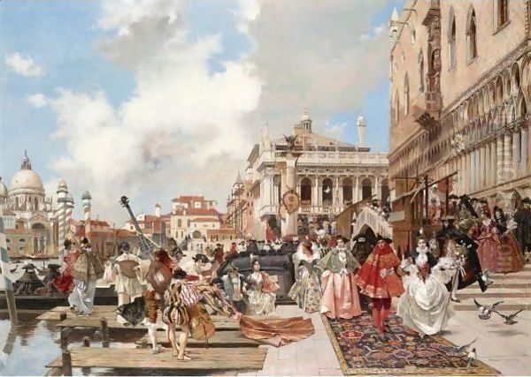 The Carnival, Venice Oil Painting by Francois Flameng