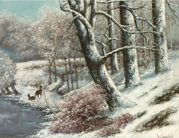 La Foret En Hiver Oil Painting by Gustave Courbet