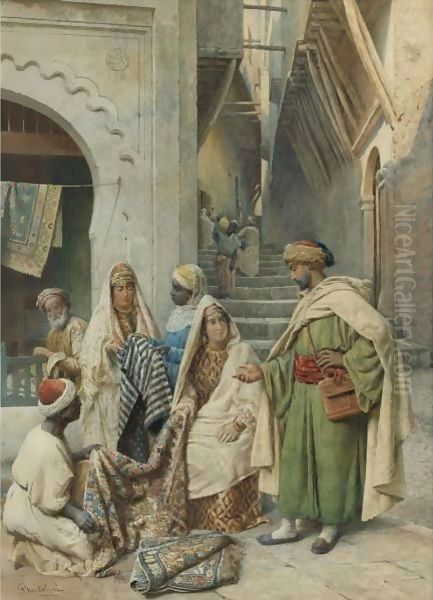 Visiting The Carpet Vendor Oil Painting by Frederico Bartolini