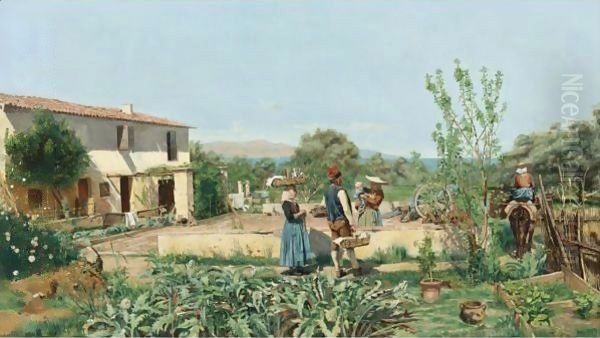 A Vegetable Garden In Provence Oil Painting by Jean Charles Meissonier