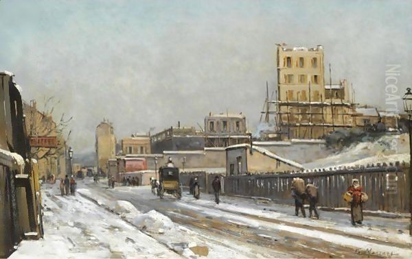 The Outskirts Of Paris In Winter Time Oil Painting by Gustave Mascart