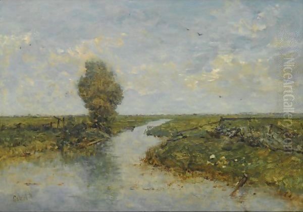 A Polder Landscape 3 Oil Painting by Paul Joseph Constantine Gabriel