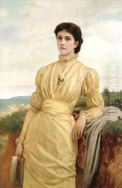 The Lady In The Yellow Dress Oil Painting by Charles E. Perugini