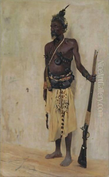 The Elephant Hunter (Nenge) Oil Painting by Wilhelm Kuhnert