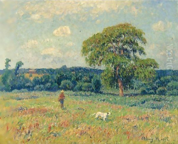 Paysage Au Chasseur Et Son Chien Oil Painting by Henri Moret