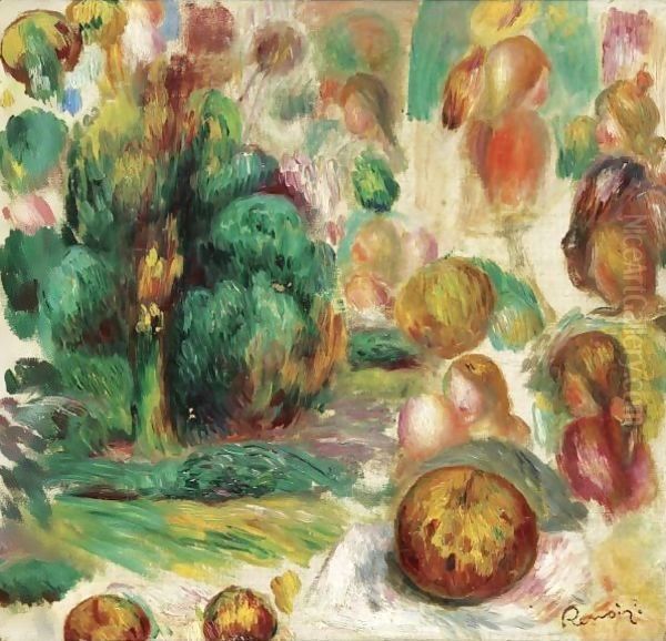 Tetes, Arbres Et Fruits Oil Painting by Pierre Auguste Renoir