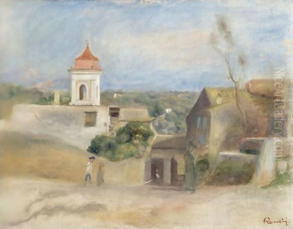 Paysage Et Chapelle - Paysage A Cagnes Oil Painting by Pierre Auguste Renoir