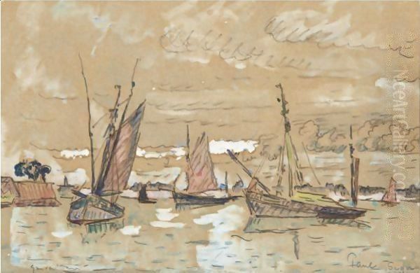 Bateaux A Honfleur Oil Painting by Paul Signac