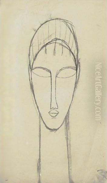 Tete De Face 2 Oil Painting by Amedeo Modigliani