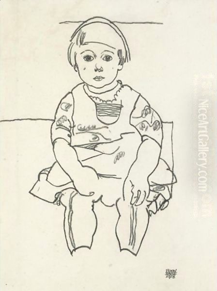 Portrat Eines Kindes (Portrait Of A Child) Oil Painting by Egon Schiele