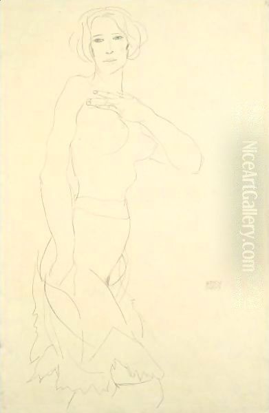 Madchenakt (Female Nude) Oil Painting by Egon Schiele