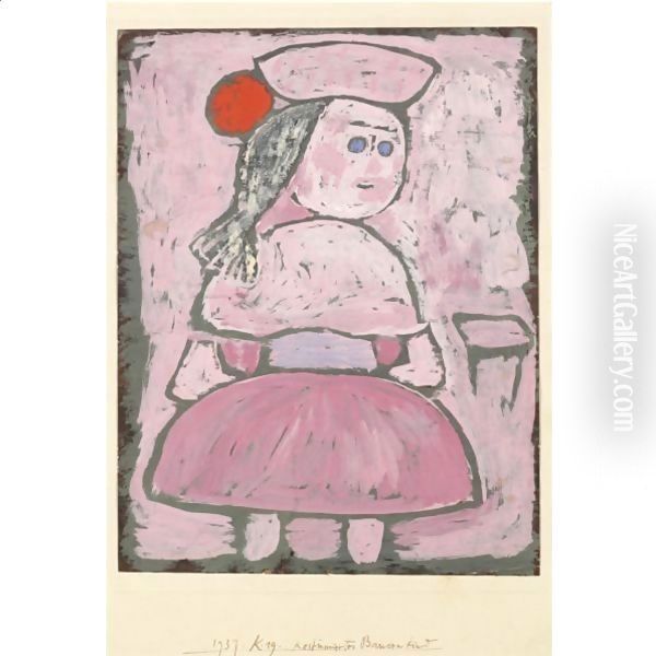 Kostumiertes Bauernkind (Costumed Peasant Girl) Oil Painting by Paul Klee