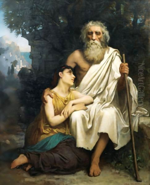 Oedipe Et Antigone Oil Painting by Camille Felix Bellanger