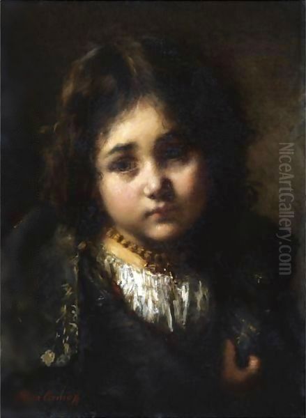 Portrait Of A Young Girl 5 Oil Painting by Alexei Alexeivich Harlamoff