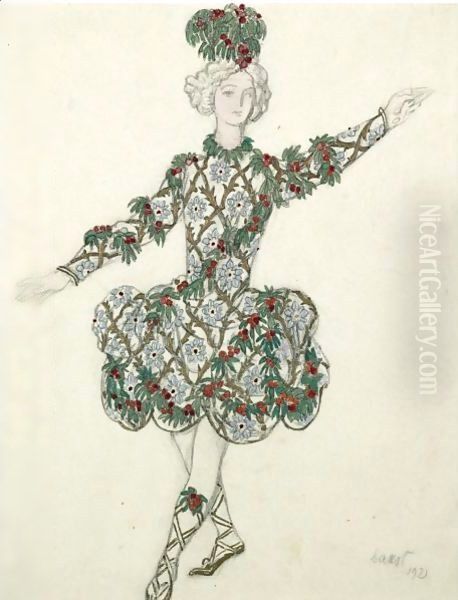 Costume Design For The Page Of The Cherry Fairy From A Production Of The Sleeping Beauty Oil Painting by Lev Samoilovich Bakst