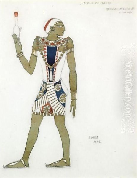 Costume Design For A Young Attendant To Menelas In A Production Of Helen De Sparte Oil Painting by Lev Samoilovich Bakst