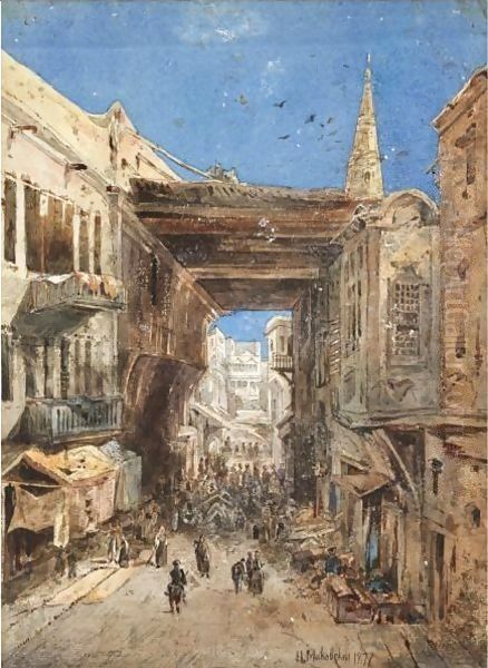 Street Scene In Cairo Oil Painting by Nikolai Egorovich Makovsky