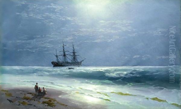 Moonlit Landing Oil Painting by Ivan Konstantinovich Aivazovsky