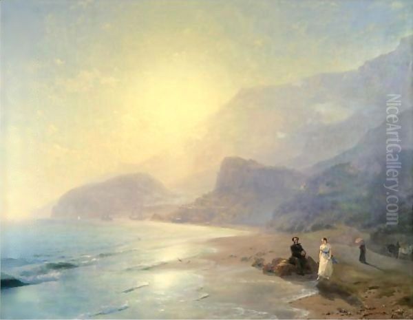 Pushkin And Countess Raevskaya By The Sea Near Gurzuf And Partenit Oil Painting by Ivan Konstantinovich Aivazovsky