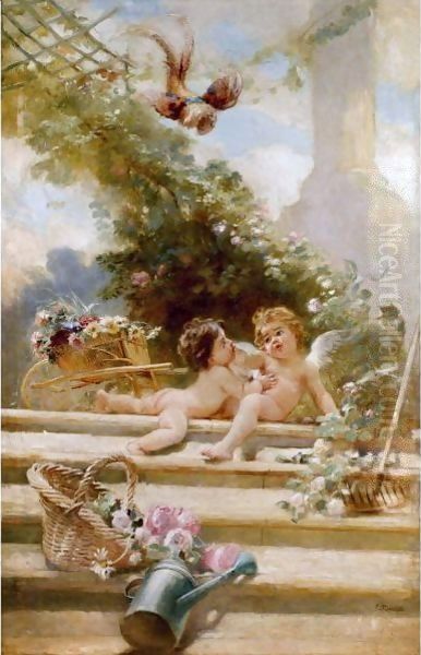 Cupid Gardeners Oil Painting by Konstantin Egorovich Egorovich Makovsky