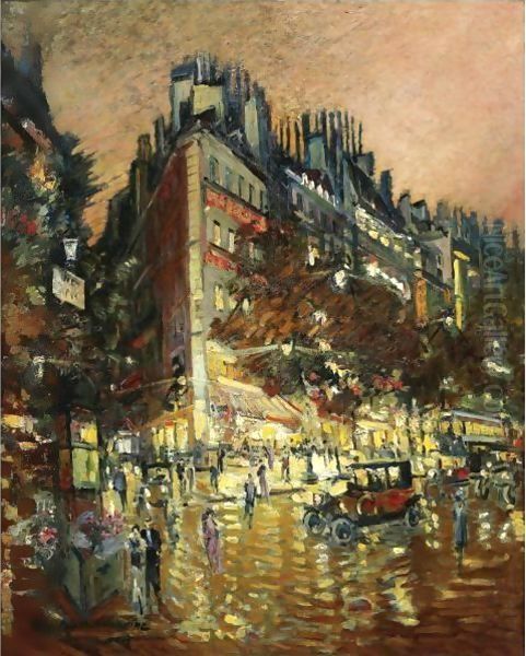 Paris By Night 8 Oil Painting by Konstantin Alexeievitch Korovin