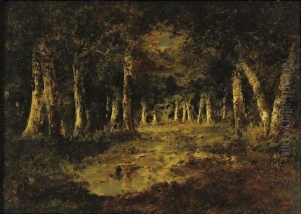 Fontainbleau Forest Oil Painting by Narcisse-Virgile D Az De La Pena