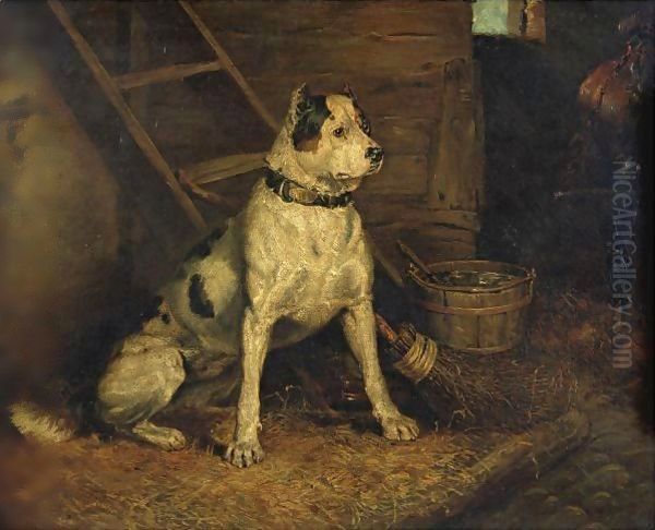 A Dog In A Stable Oil Painting by Landseer, Sir Edwin