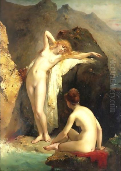 Les Baigneuses Oil Painting by Pierre Oliver Joseph Coomans