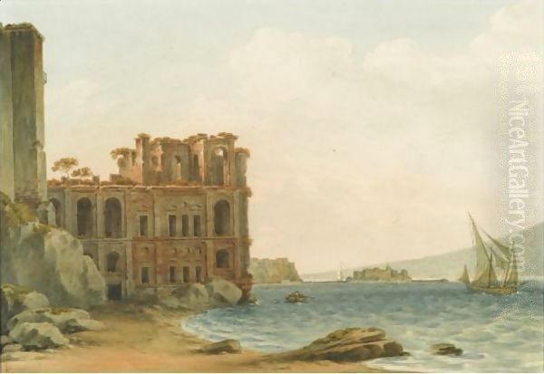 On The Shore Of Posilipo, Naples Oil Painting by John Warwick Smith