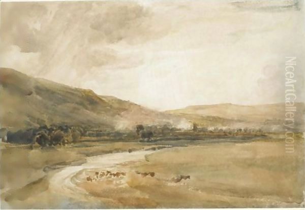 On The Wharfe Oil Painting by Peter de Wint