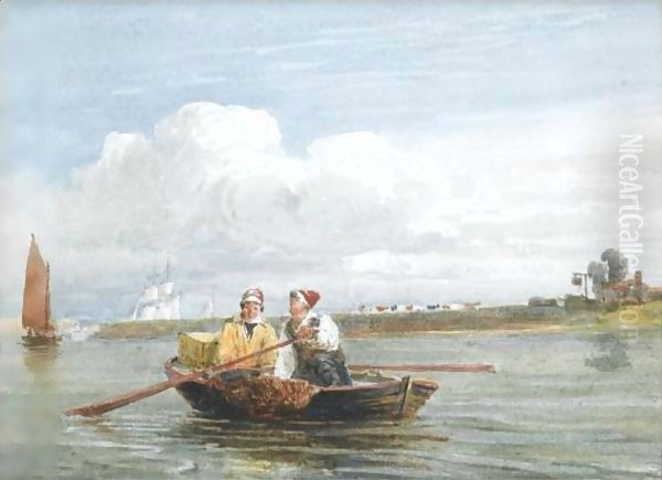 Peter Boat Near Half Way House At Gravesend Oil Painting by David Cox