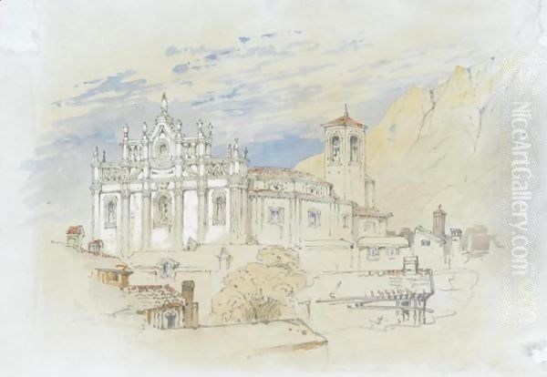 An Italian Church Oil Painting by John Ruskin