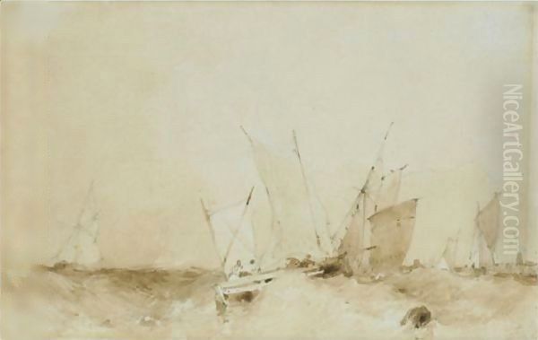 Shipping In High Seas Off Dunkerque Oil Painting by Richard Parkes Bonington