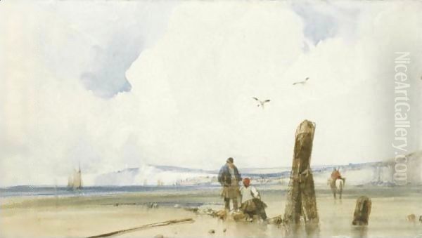 Cap Blanc Nez From Wissant, Normandy Oil Painting by Richard Parkes Bonington