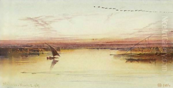 Melawi, Nile Valley Oil Painting by Edward Lear