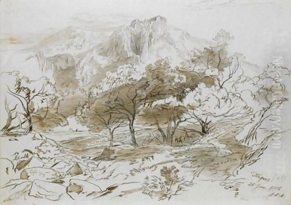 Pagous, Corfu Oil Painting by Edward Lear