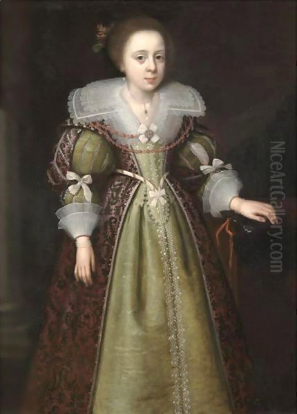 Portrait Of Elizabeth Bassett (1617-1643), Later Duchess Of Newcastle Oil Painting by George Geldorp