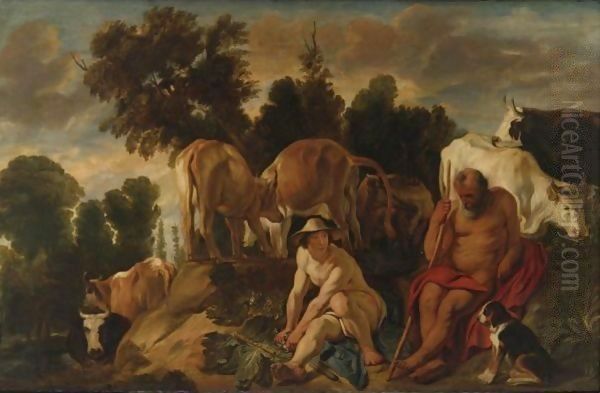 Landscape With Mercury And Argus Oil Painting by Jacob Jordaens