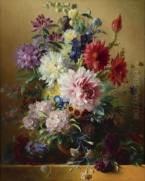 Still Life Of Flowers Oil Painting by Georgius van Os