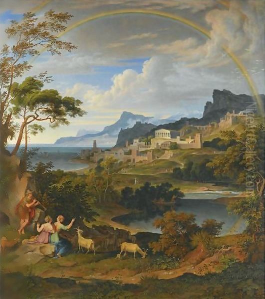 Heroic Landscape With Rainbow Oil Painting by Joseph Anton Koch