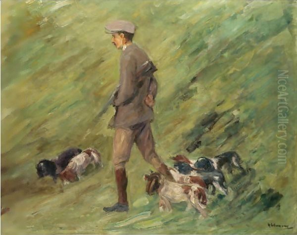 Hunter In The Dunes - Trainer With Hounds Oil Painting by Max Liebermann