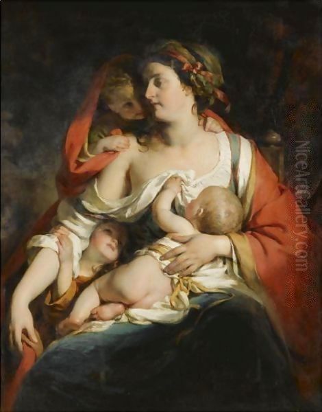 Caritas (Charity) Oil Painting by Friedrich Ritter von Amerling