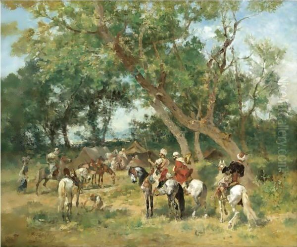 An Encampment In A Clearing Oil Painting by Georges Washington