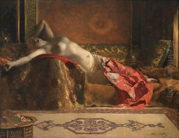 Reclining Odalisque Oil Painting by Benjamin Jean Joseph Constant