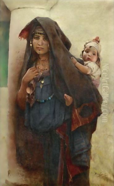 Bedouine A Tunis Oil Painting by Auguste Emile Pinchart