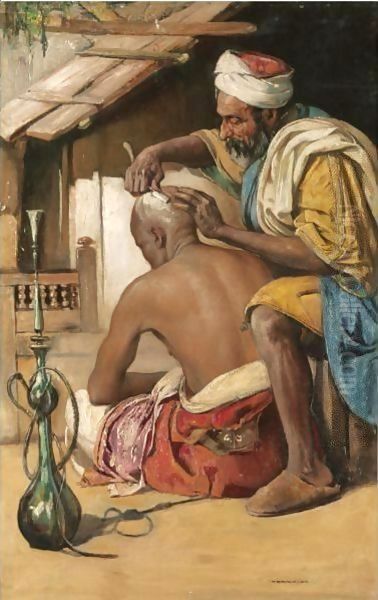 The Barber Oil Painting by Gyula Tornai